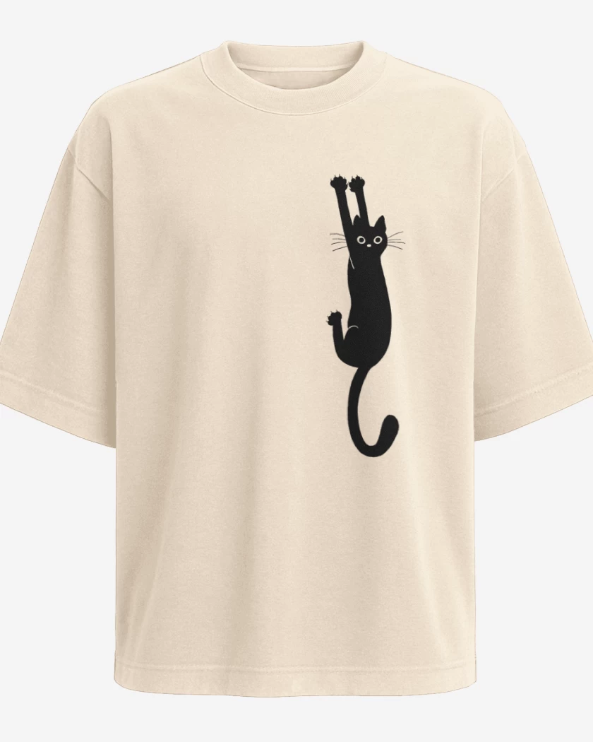 Polera Oversize Gat@ Negr@