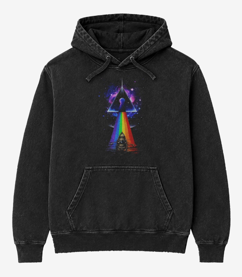 Poleron Canguro Acid Wash Negro de Pink floyd 2