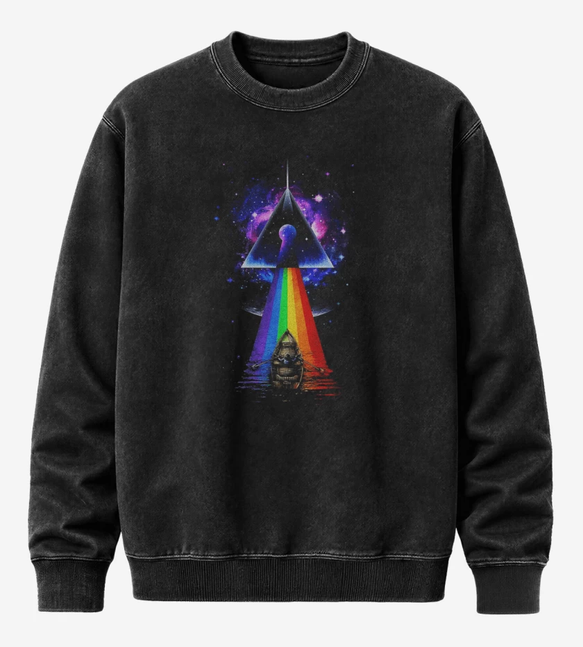Poleron Polo Acid Wash Negro de Pink floyd 2