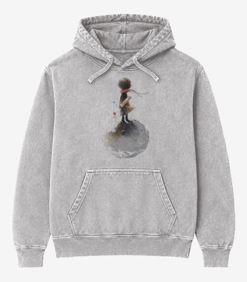 Poleron Canguro Acid Wash Gris Melange de El principito
