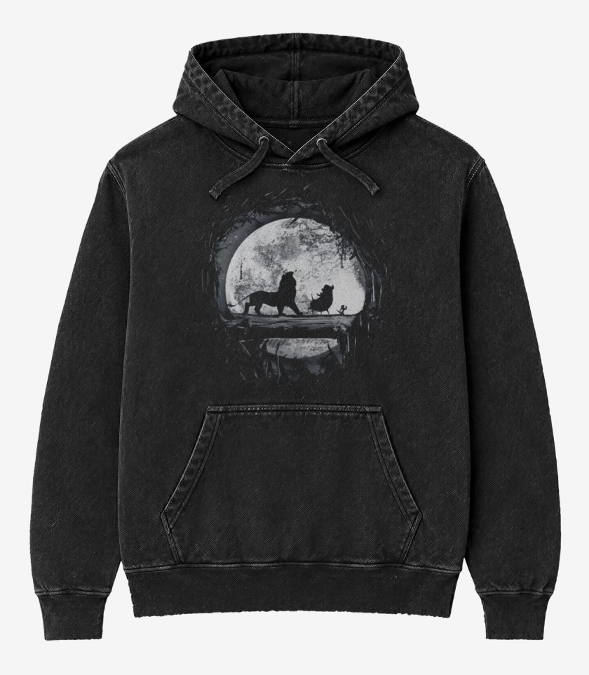 Poleron Canguro Acid Wash Negro de Hakuna matata 