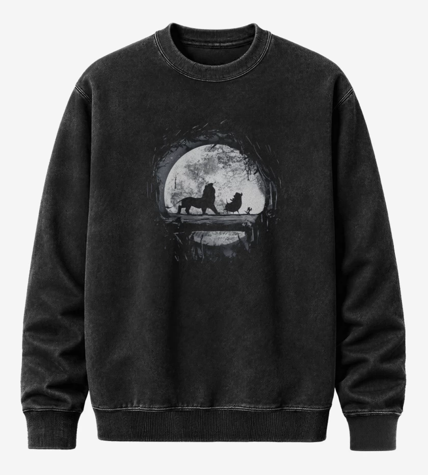 Poleron Polo Acid Wash Negro de Hakuna matata 