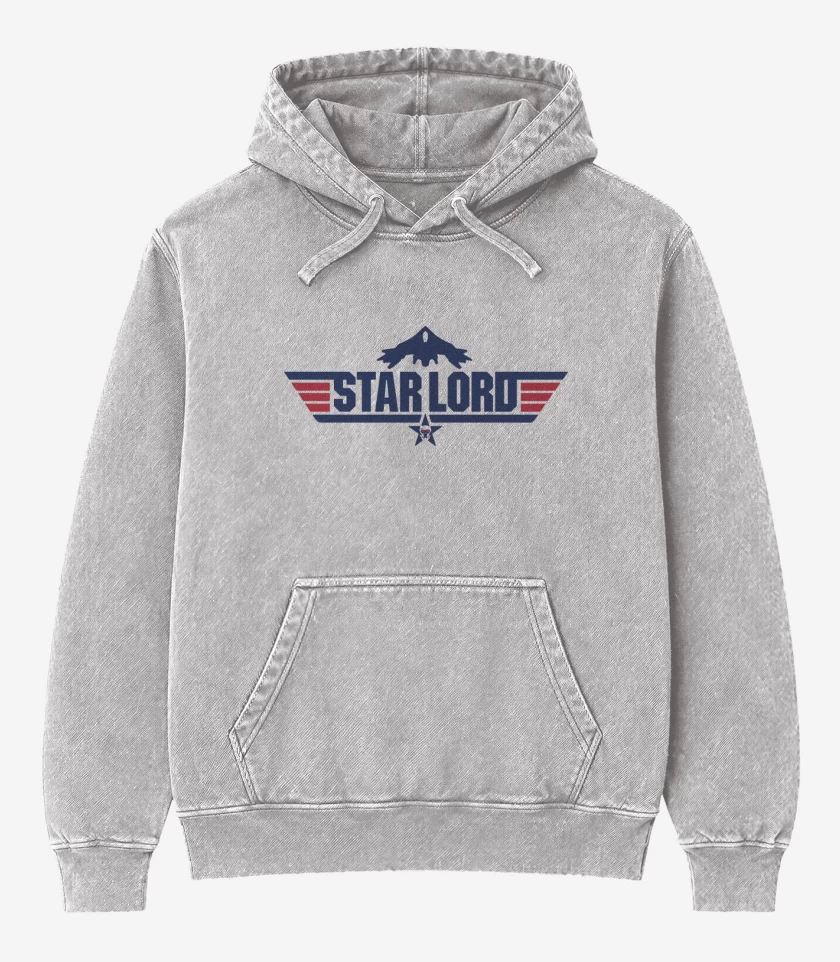 Poleron Canguro Acid Wash Gris Melange de Star Lord - Nave
