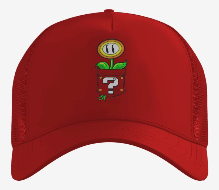 Gorro Rojo de Super bigote Flor 