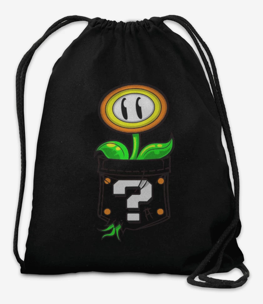 Mochila Negro de Super bigote Flor 