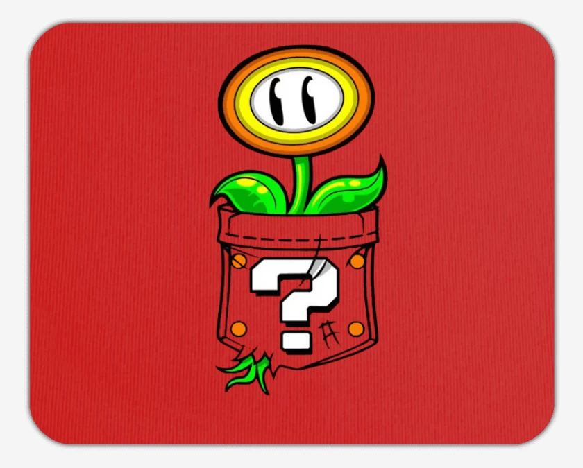 Mousepad Rojo de Super bigote Flor 