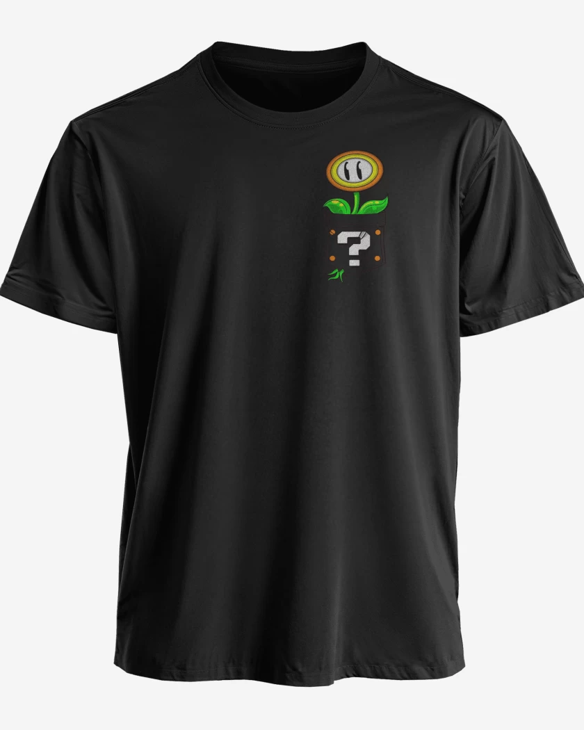Polera premium Negro de Super bigote Flor 