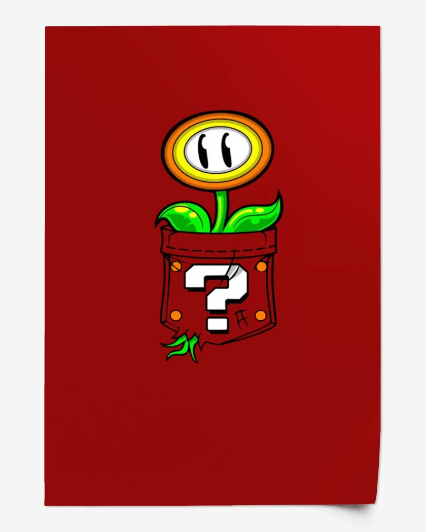 Print Rojo de Super bigote Flor 