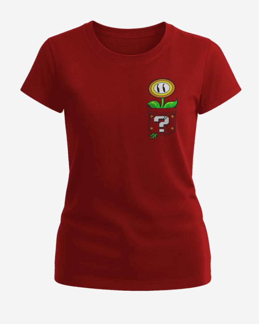 Polera de Mujer Rojo de Super bigote Flor 