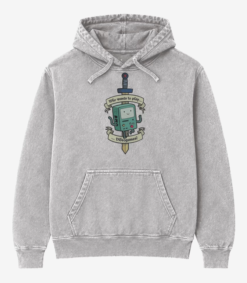 Poleron Canguro Acid Wash Gris Melange de BMO espada 