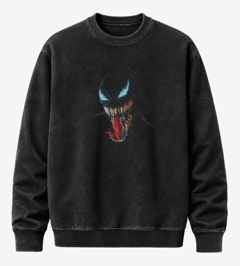 Poleron Polo Acid Wash Negro de venom 6 