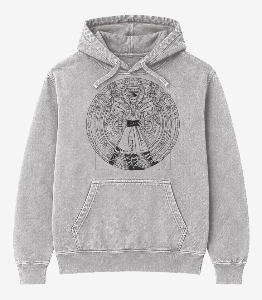 Poleron Canguro Acid Wash Gris Melange de Strange vitruvio
