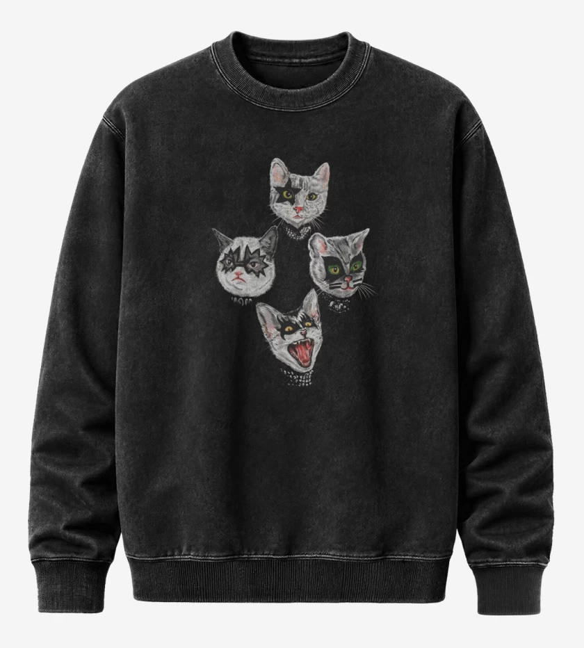 Poleron Polo Acid Wash Negro de Kiss cat