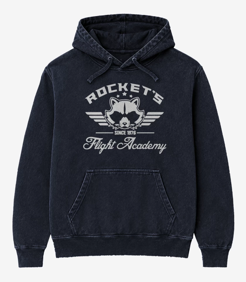 Poleron Canguro Acid Wash Azul Marino de Rockets Flight Academy