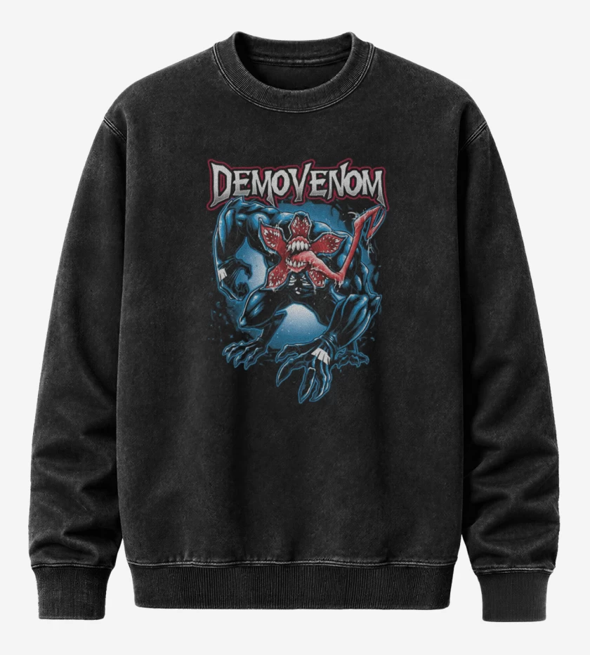 Poleron Polo Acid Wash Negro de Demovenom