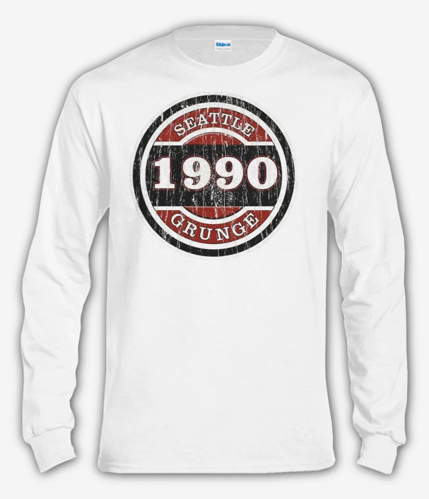 Polera manga larga Blanco de grunge 1990