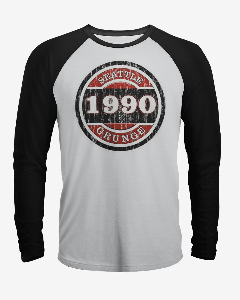 Polera Raglan Blanco / Negro de grunge 1990