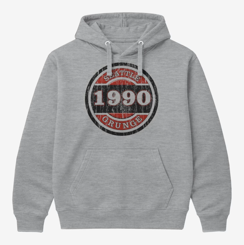 Polerón Canguro Gris Melange de grunge 1990