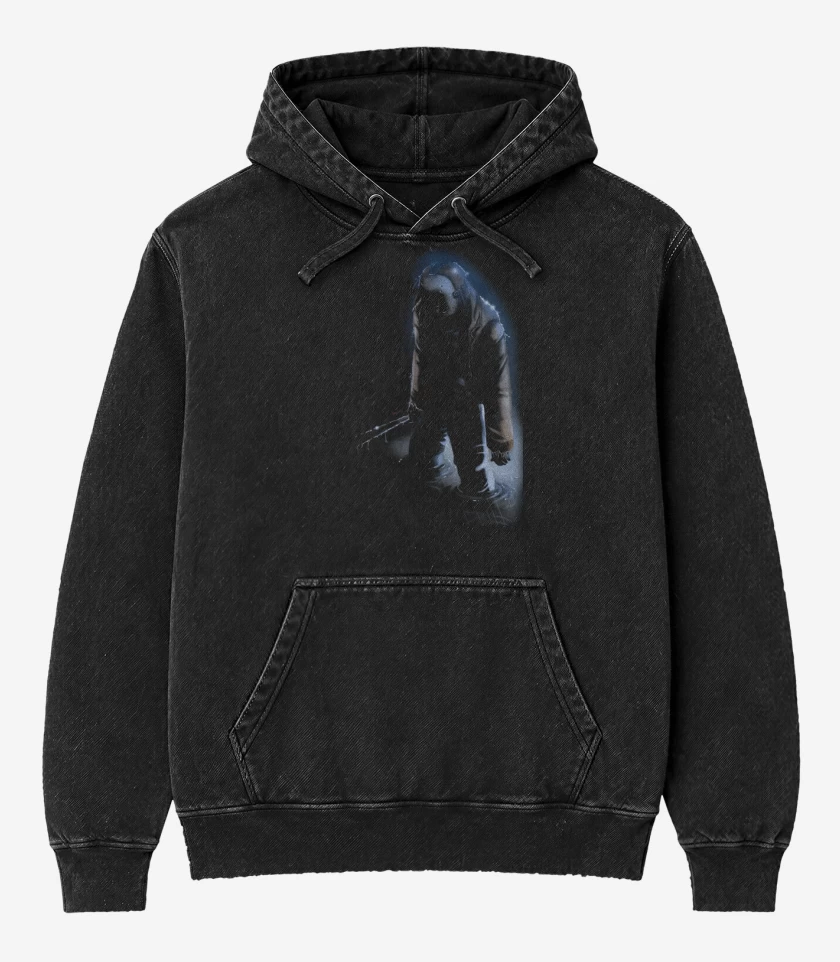 Poleron Canguro Acid Wash Negro de JASON VOORHEES