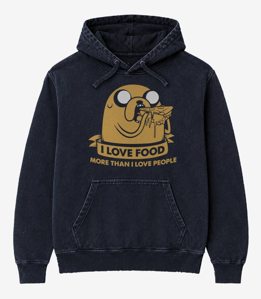 Poleron Canguro Acid Wash Adventure Time - I love Food