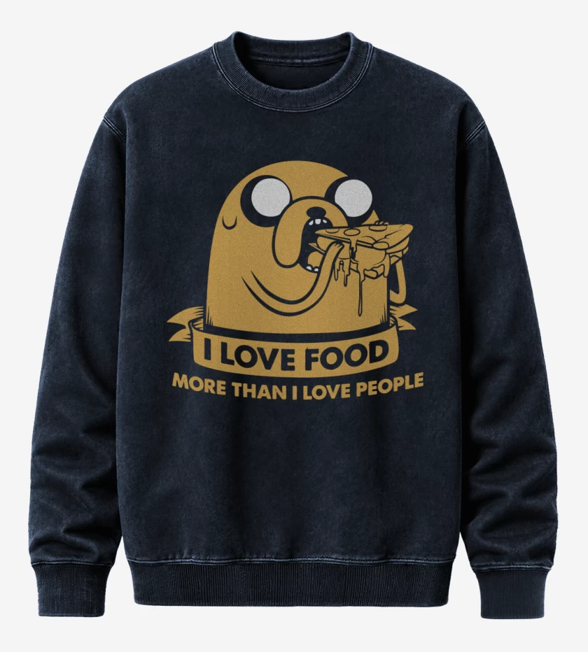 Poleron Polo Acid Wash Adventure Time - I love Food
