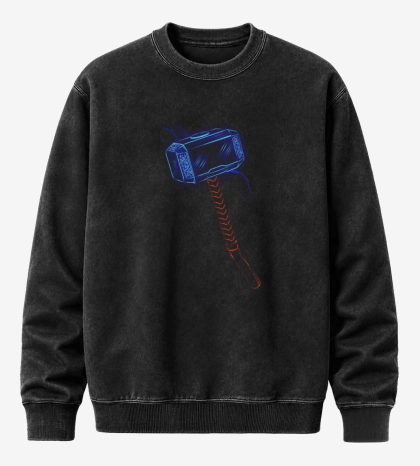 Poleron Polo Acid Wash Negro de Martillo Thor