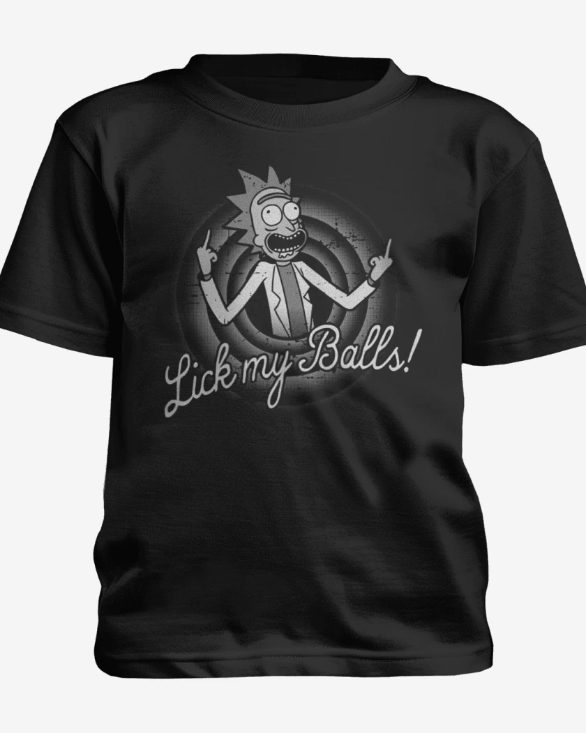 Polera de niño Negro de Rick Lick my balls