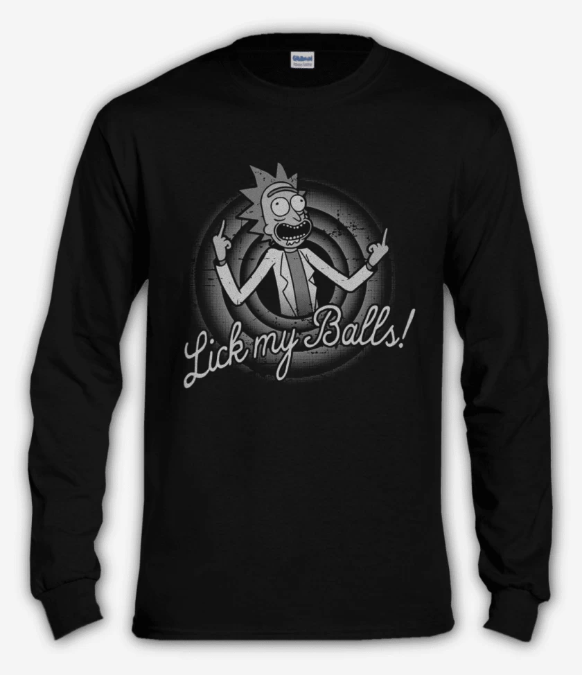 Polera manga larga Negro de Rick Lick my balls