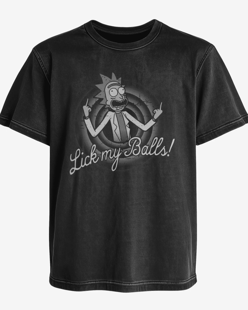 Polera desgastada Rick Lick my balls