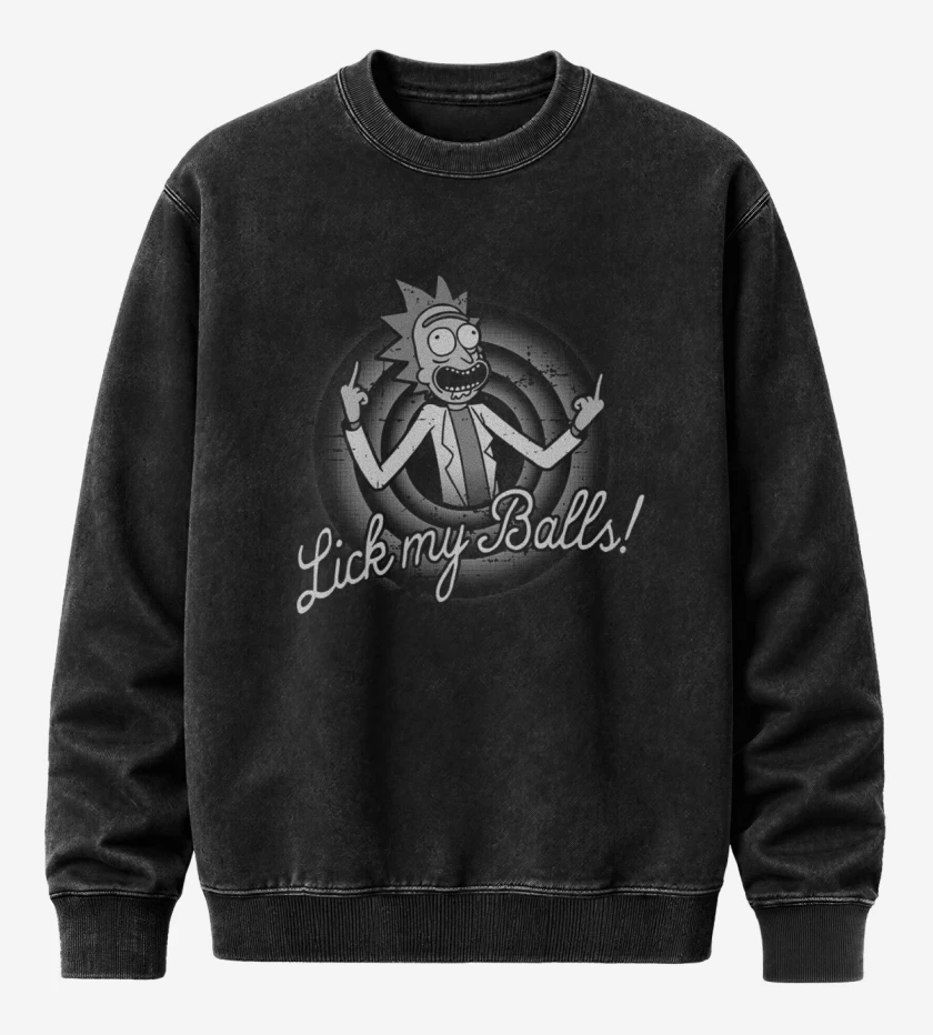 Poleron Polo Acid Wash Negro de Rick Lick my balls
