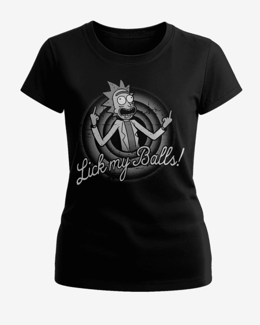 Polera de Mujer Negro de Rick Lick my balls