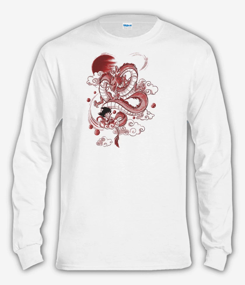Polera manga larga Blanco de Goku friend