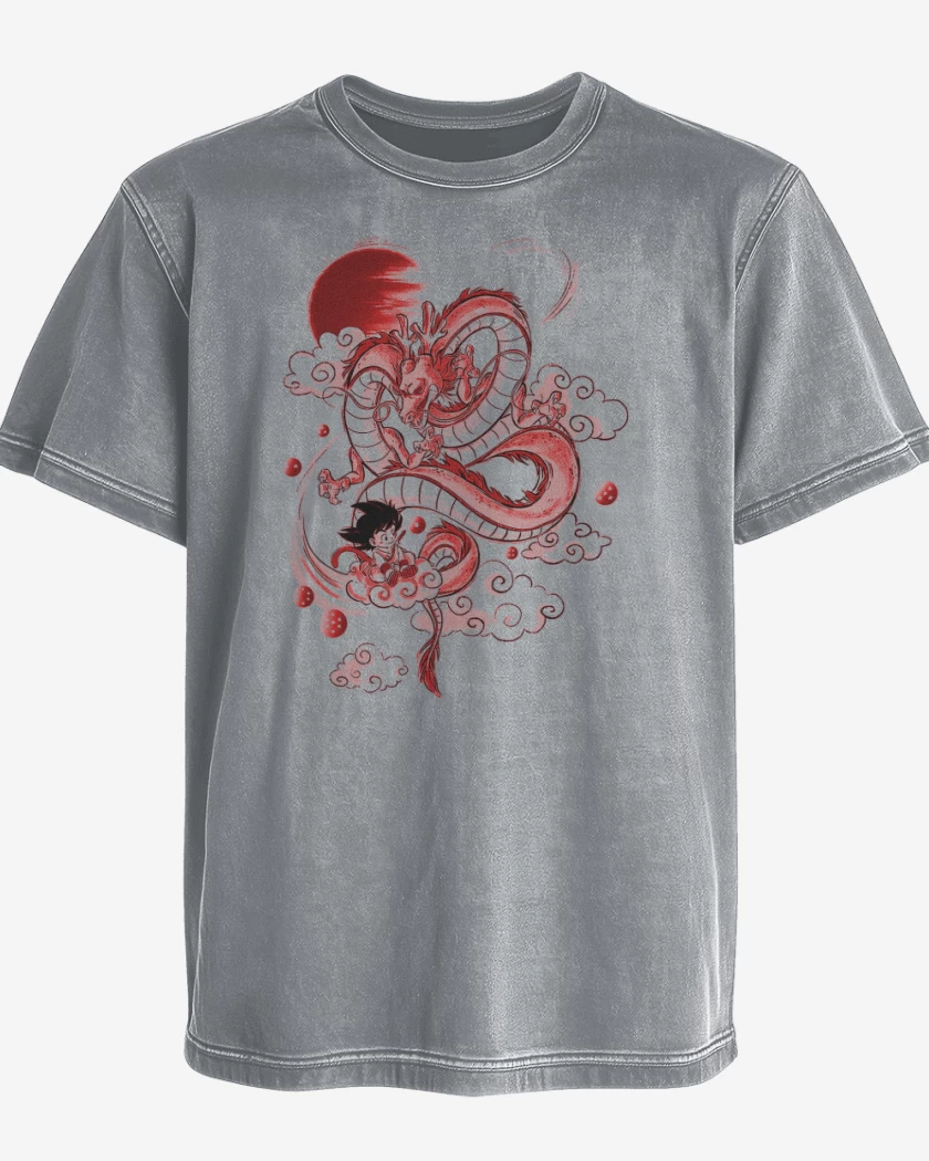 Polera desgastada Gris Melange de Goku friend
