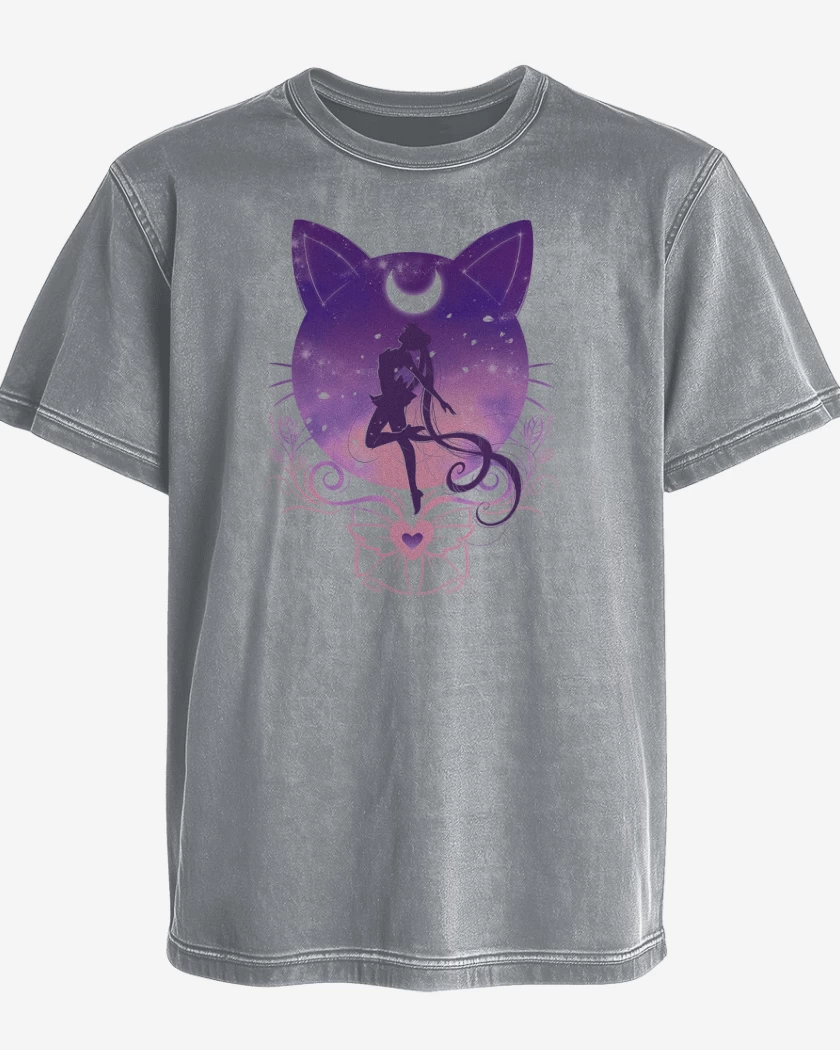 Polera desgastada Gris Melange de Sailor moon