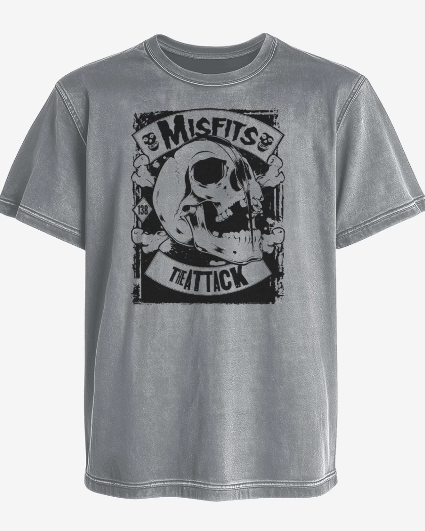 Polera desgastada Gris Melange de Misfits The Atack