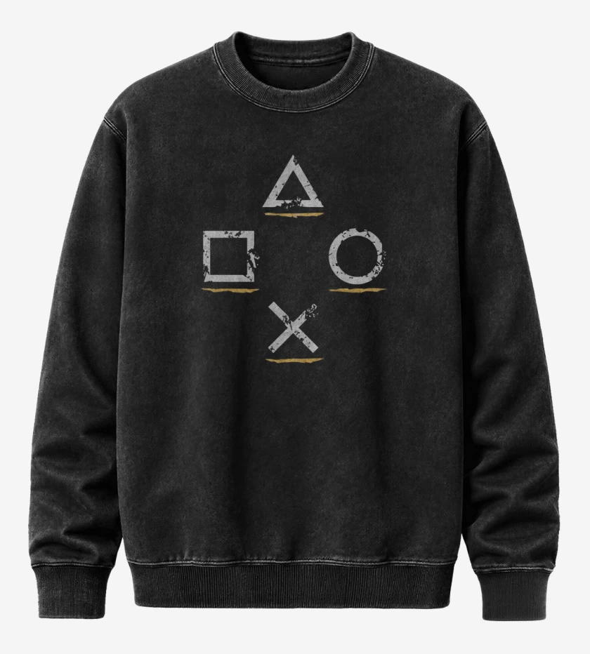 Poleron Polo Acid Wash Negro de Botones play 