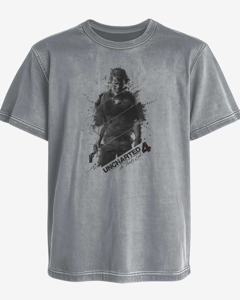 Polera desgastada Gris Melange de UNCHARTED
