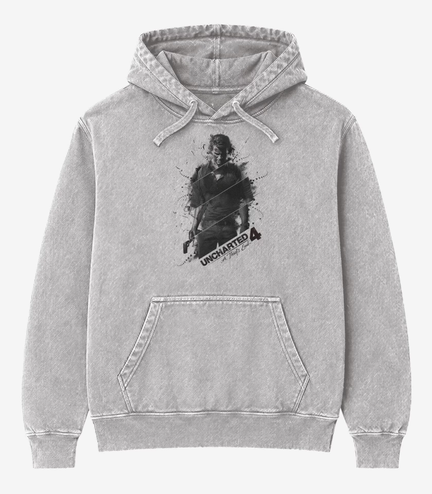Poleron Canguro Acid Wash Gris Melange de UNCHARTED
