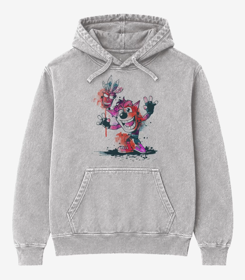 Poleron Canguro Acid Wash Gris Melange de Bandicoot
