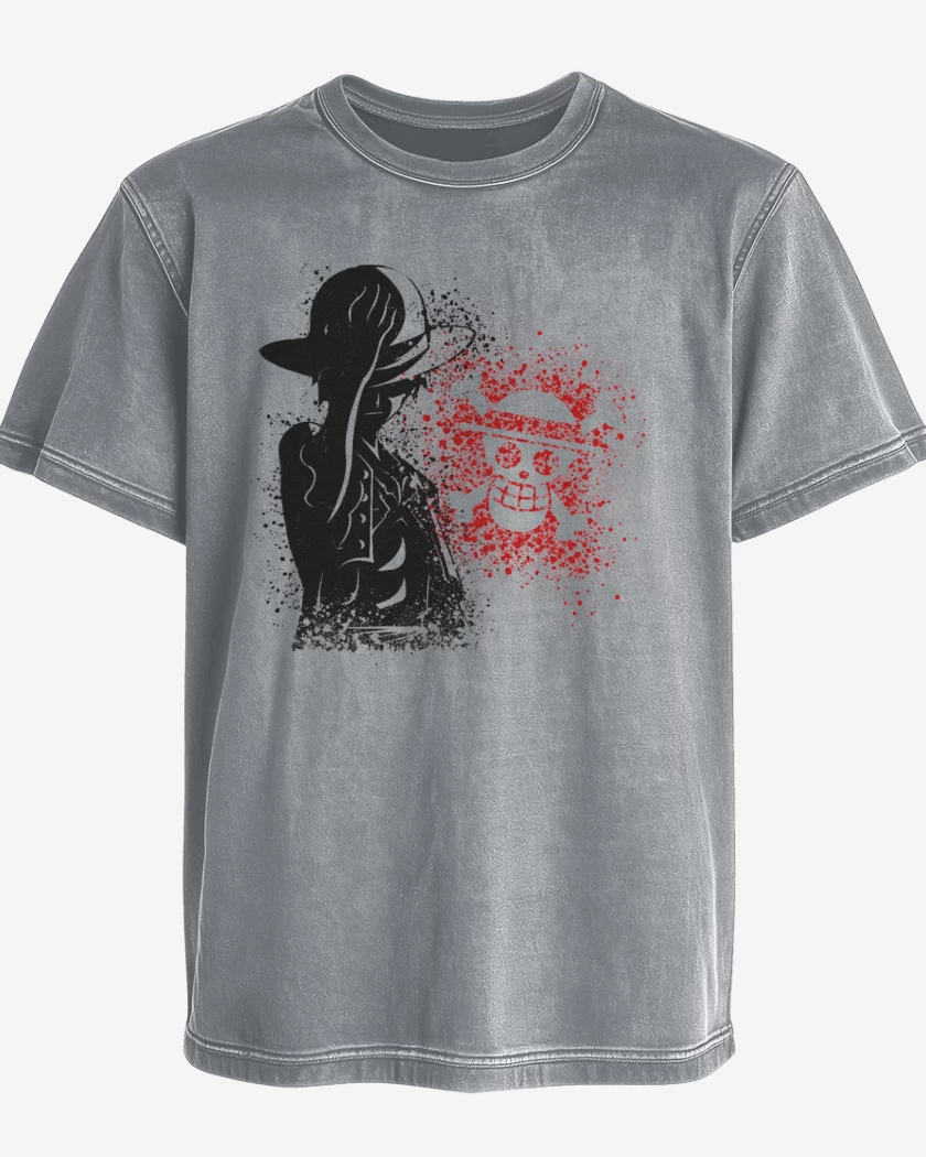 Polera desgastada Gris Melange de One piece 