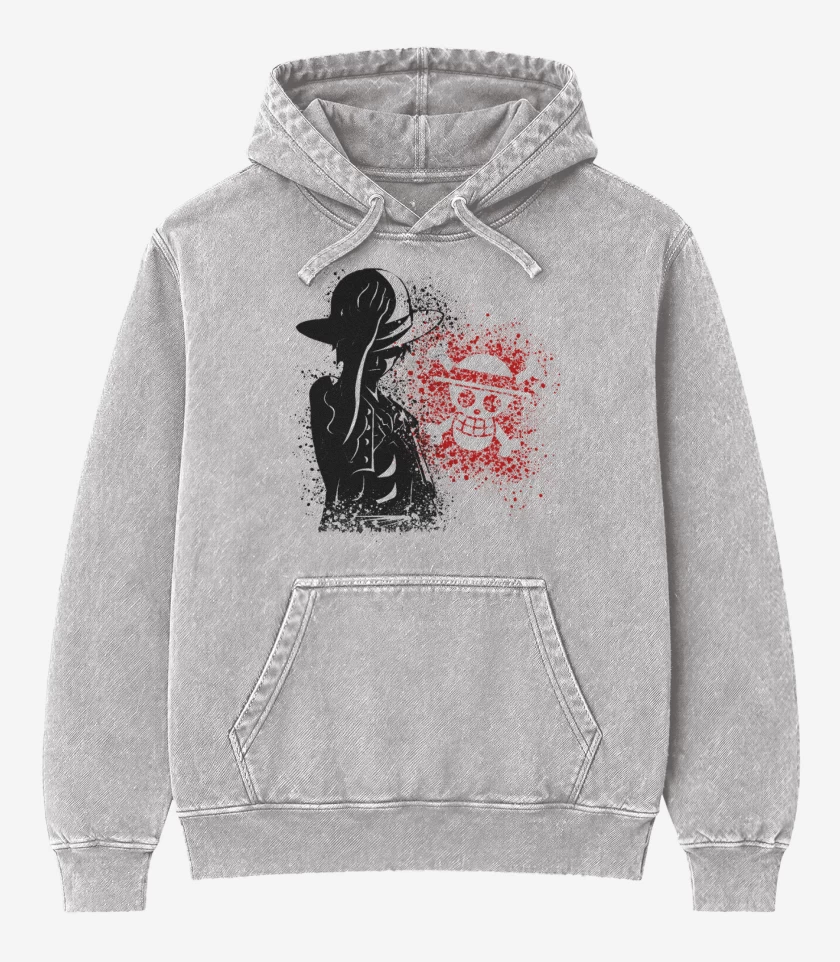 Poleron Canguro Acid Wash Gris Melange de One piece 