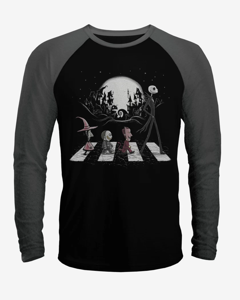 Polera Raglan Negro / Negro Heather de Jack Skellington