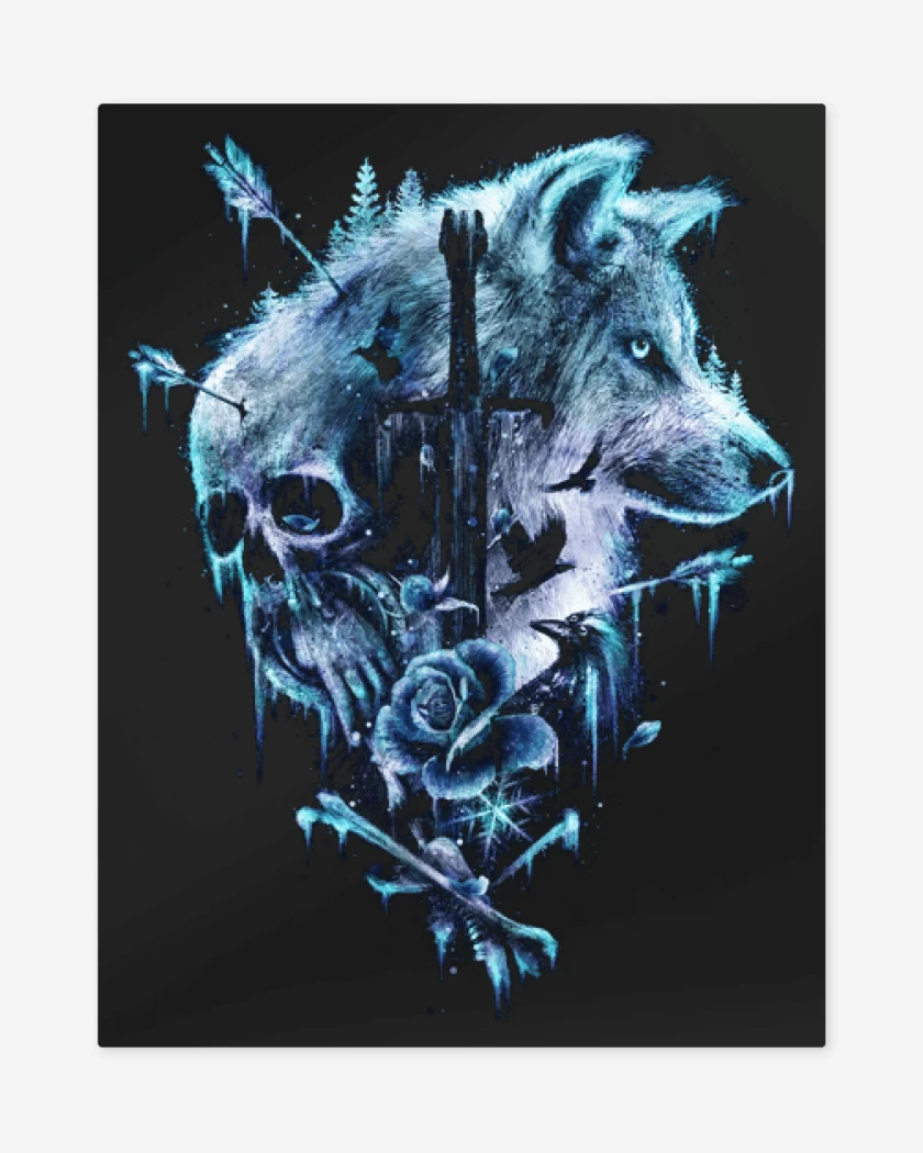 Print metalico Winter is coming blue