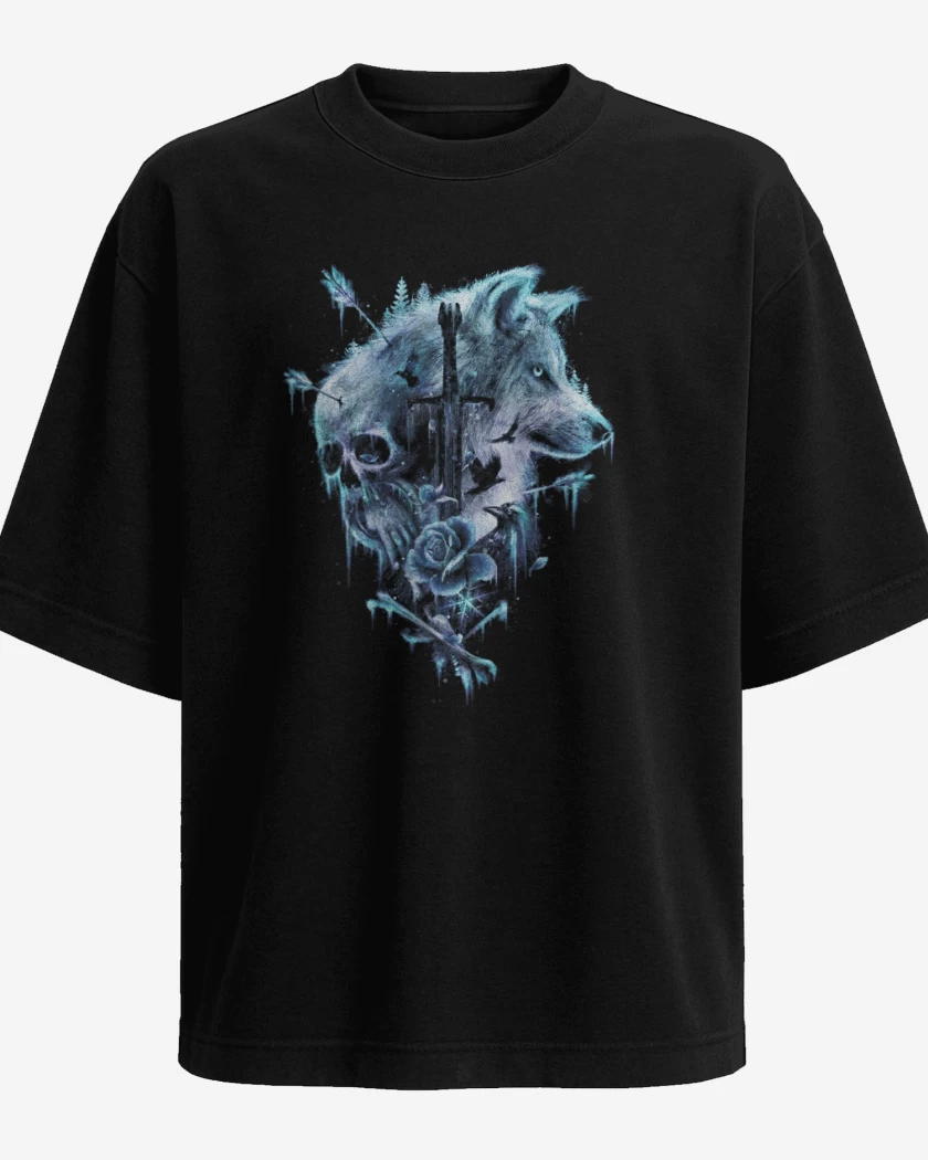 Polera Oversize Negro de Winter is coming blue