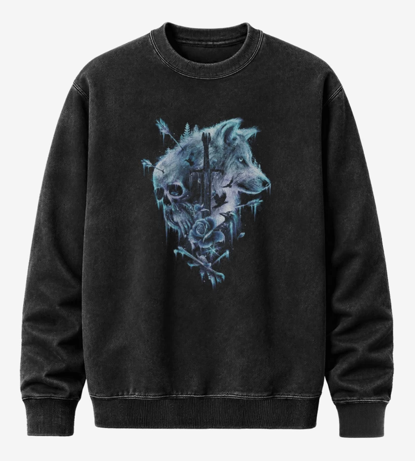 Poleron Polo Acid Wash Negro de Winter is coming blue