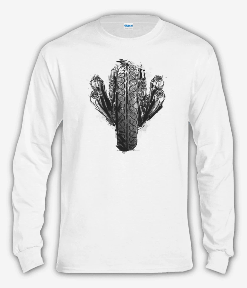 Polera manga larga Blanco de Moto race 
