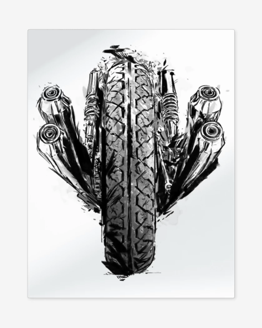 Print metalico Blanco de Moto race 