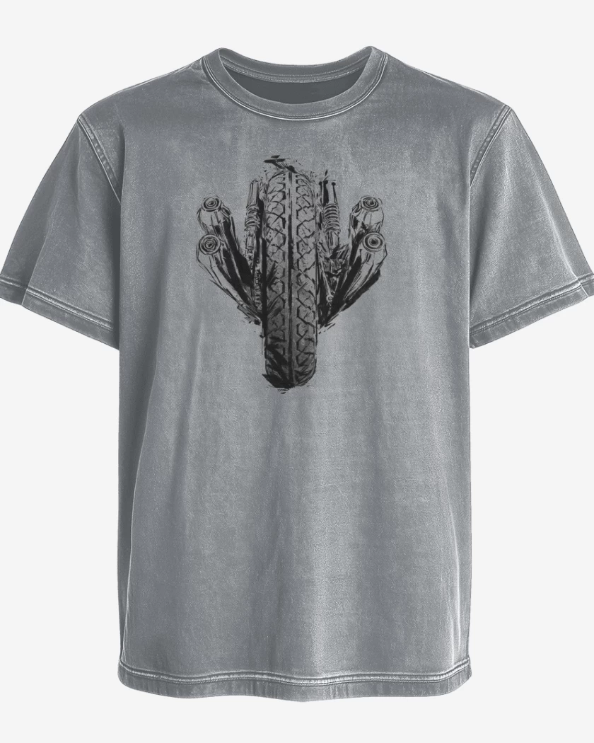 Polera desgastada Gris Melange de Moto race 