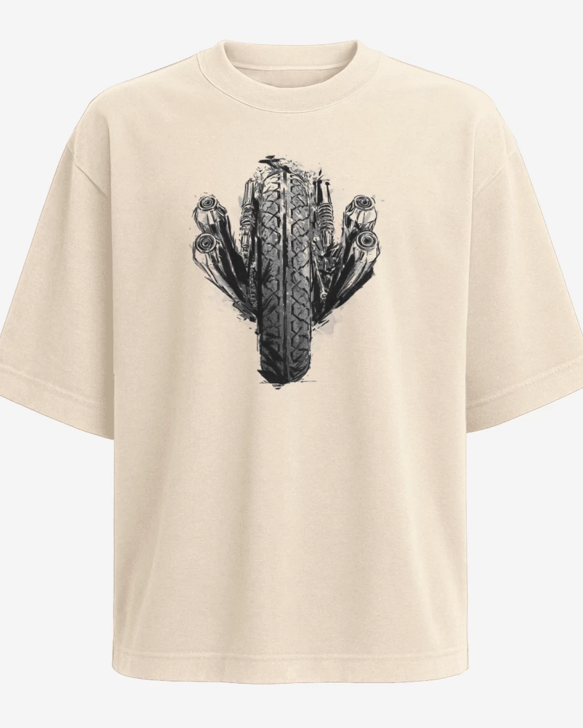 Polera Oversize Beige de Moto race 