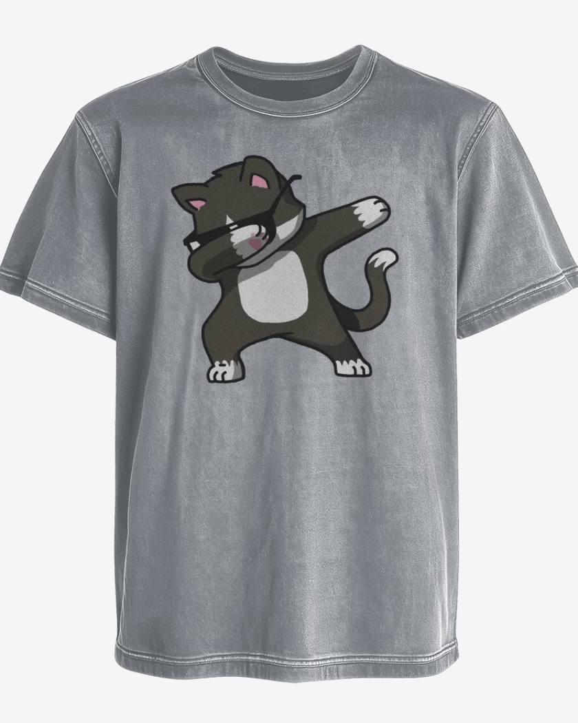 Polera desgastada Gris Melange de Dab Cat